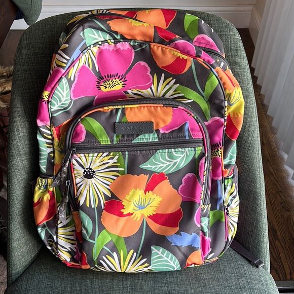 Vera Bradley lighten up campus large backpack in jazzy blooms Multicolor EUC! - Picture 1 of 12